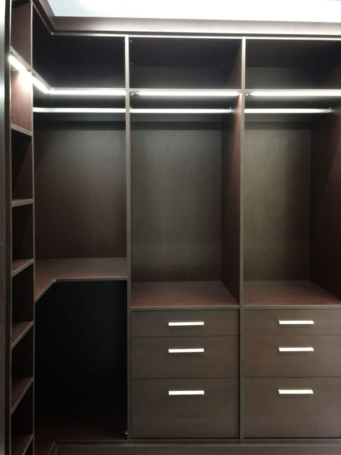 Vestidor oscuro distribución en L